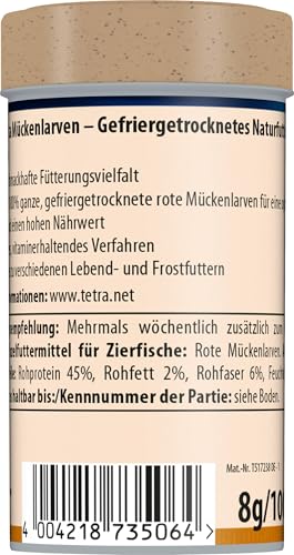 TetraDelica Bloodworms, Naturfutter für Zierfische, enthält zu 100% gefriergetrocknete rote Mückenlarven, 100 ml Dose