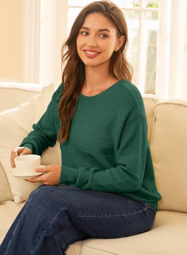 Image of EVALESS Sweaters for Women Long Sleeve Fall Outfits 2026 Back Bow Knot Sweaters Round Neck Solid Knit Pullover Tops