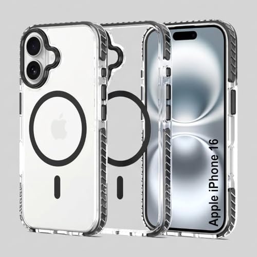 Image of Zapcase Crystal Clear Back case for iPhone 16 | Hard PC Back | TPU Bumper with Inner Rubber Grip | Metal Camera Guard Bezel | Metal Buttons | Scratch Resistant Cover | 2 Layer Edge Protection | Black