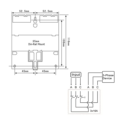 Interrupteur de temps programmable triphasé 380V avec écran rétroéclairé pour tableau