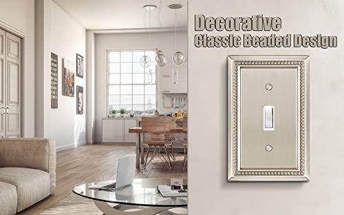 Image of Sunken Pearls Heavy Duty Decorative Wall Plate Switch Plate Outlet Cover (Single Toggle, 3 Pack, Satin Nickel)