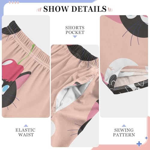 Black Cat Skull Boys Pants Boys Athletic Pants Long Pant for Boywith Pockets Wide-Leg Size 6-14Y4