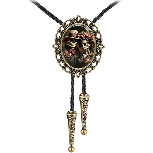 Image of Jeilwiy Bolo Tie for Men Western Cowboy Gothic Bolo Tie Necklace Halloween