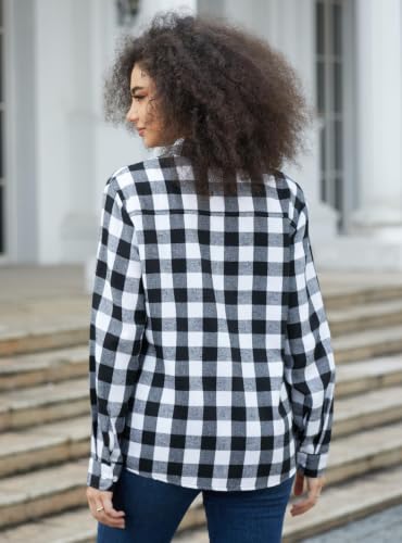 Image of SANGTREE Girls & Women's Long Sleeve Flannel Plaid Shirt Button Down Shirts, 3 Months - US 2XL