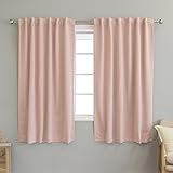Best Home Fashion Premium Blackout Curtain Panels - Solid Thermal Insulated Window Treatment Blackout for Bedroom - Back Tab & Rod Pocket – Dustypink - 52' W x 63' L - (Set of 2 Panels)