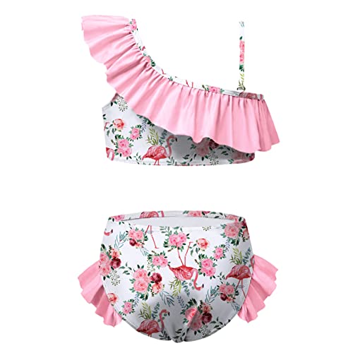 QPANCY Girls One Shoulder Swimsuits Kids Two Piece Bathing Suits Ruffle Beach Swimwear2