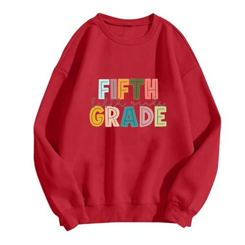 SRTUMEY Women Crewneck Sweatshirt Teacher Hoodless Sweatshirt For Women: First Day of School Hoodless Sweatshirt Teacher's Back To School Outfit Graphic Sweatshirt Halloween Fall Sweatshirts