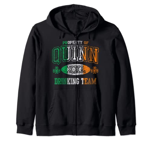 Quinn Irish Drinking Team Flag St Patrick's Day Hombres Mujeres Sudadera con Capucha
