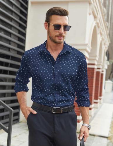 Image of COOFANDY Mens Stretch Dress Shirts Long Sleeve Button Down Shirt Regular Fit Formal Business Shirts
