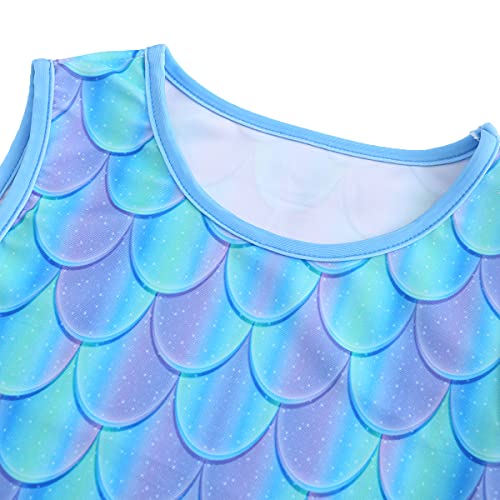 Toddler Girls Sleeveless Summer Mermaid Dresses Printed Twirl Birthday Party Casual Little Baby Clothes for 3-13years4