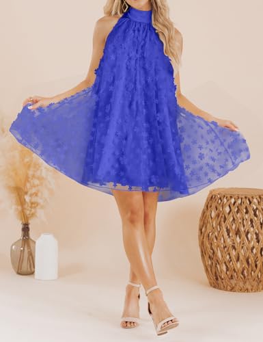 Image of VIMPUNEC Womens Summer Halter Mini A Line Swing Dresses Wedding Guest Formal Cocktail Homecoming Dress