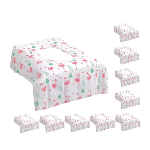 Vaguelly 10個 使い捨て携帯便座カバー 火烈鳥柄 防水二重構造 粘着ポイント付 ポータブルトイレ 幼児トイレトレーニング