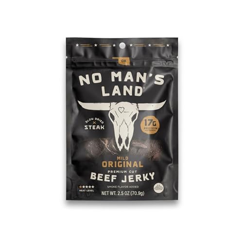 Image of No Mans Land Slow-Dried Beef Jerky | Smoked & Seasoned Jerky Strips | High Protein, Low Carb Beef Snack | Gluten Free - MILD (2.5oz)