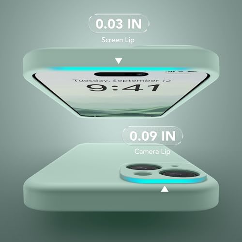 Image of Magnetic for iPhone 15 Case, Compatible with MagSafe, [Screen Protector + Full Camera Protection], Silicone Shockproof Anti-Scratch Protective Phone Case for iPhone 15 6.1 inch, Mint