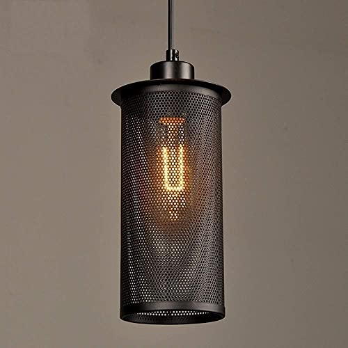 Lámpara de techo vintage E27 de rejilla metálica para decorar una isla de cocina