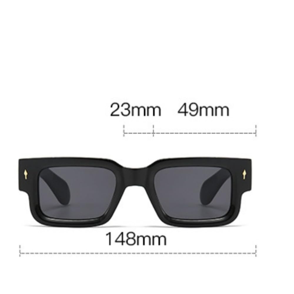 Occhiali da sole spessi alla moda per uomo e donna, occhiali da sole retrò con rivetti di tendenza.