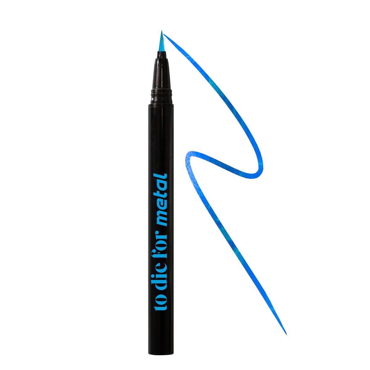KRASH KOSMETICS Eyeliner Azul To Die For Metal EAT MY BLUSSY- Formula Waterproof 24h Larga Duración - Eyeliner Colores Pigmentados -Aplicador de Fieltro Punta Fina- Vegano y Cruelty Free