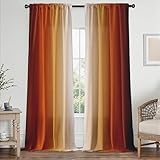 Burnt Orange Curtains 72 Inch Length for Living Room 2 Panel Set Burnt Orange and Terracotta Window Curtain Rust Orange Ombre Gradient Light Filtering Curtains Modern Abstract Drapes