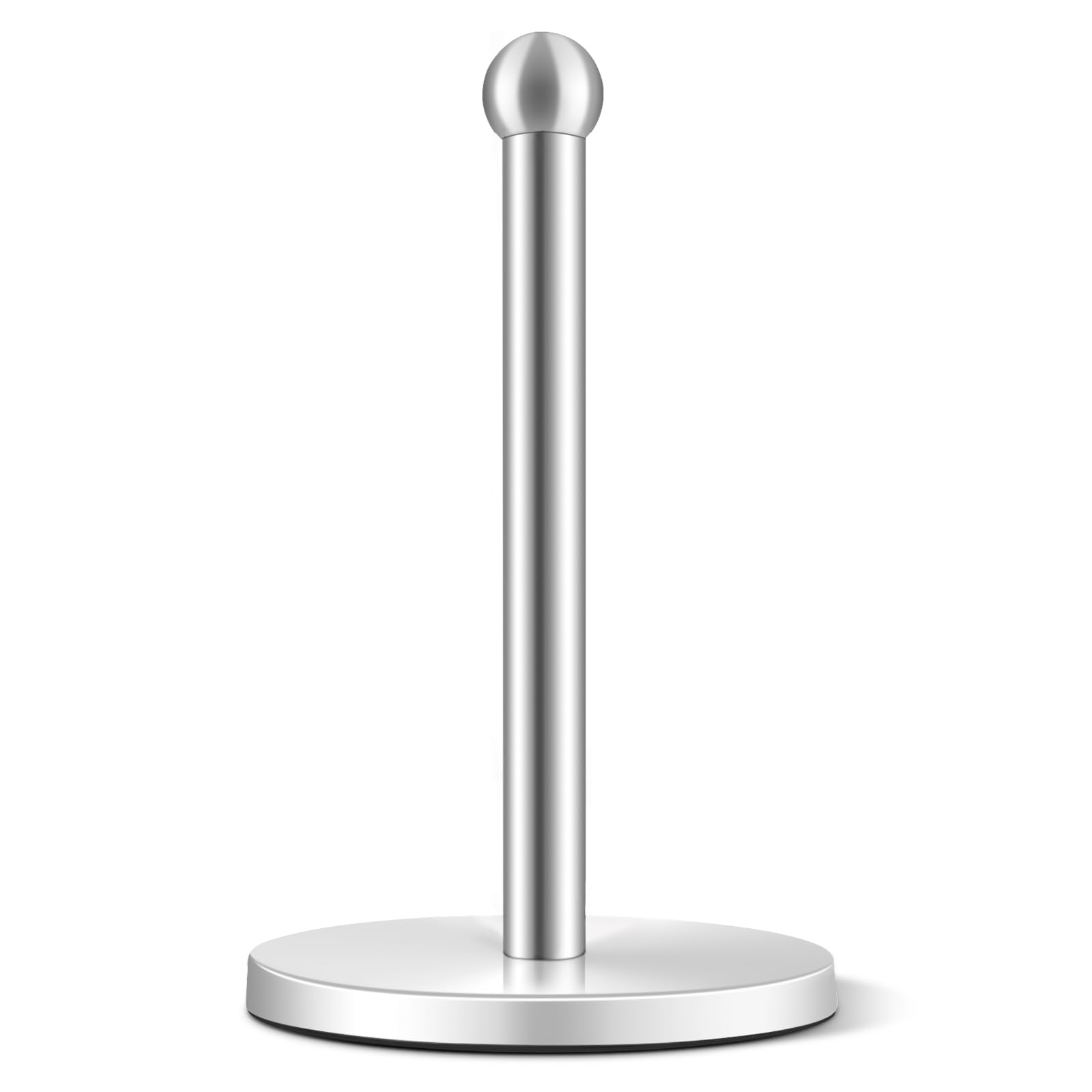 Paper Towel Holder, Kitchen Paper Towels Holder Stand, Stainless Steel Paper Towel Holder -Weighted Base, Non-Slip Protect The countertop - Silver