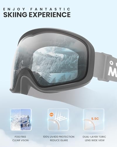 OutdoorMaster Owl Ski Goggles OTG, Snow Snowboard Goggles for Men Women Youth, Anti-Fog, 100% UV Protection - Image 3