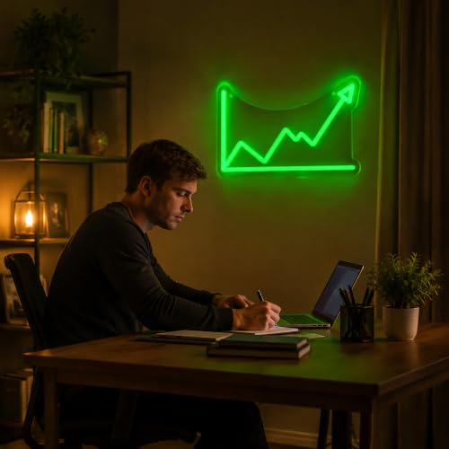 Image of Stock Market Neon Sign for Day Trading Room decor Gift for trader