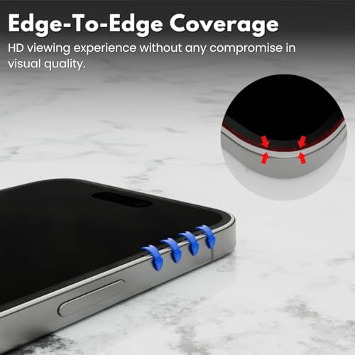 Image of CASEGEAR Privacy Screen Protector Compatible With iPhone 15 Pro Max Anti Spy Tempered Glass | Curved Edges | Case Friendly | Easy Installation Kit | Pack Of 2