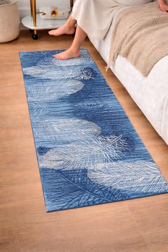 Image of SAGON 2x5 Ft Printed Runner Carpet - Cotton Bedside Rug for Bedroom & Living Room (Wing)