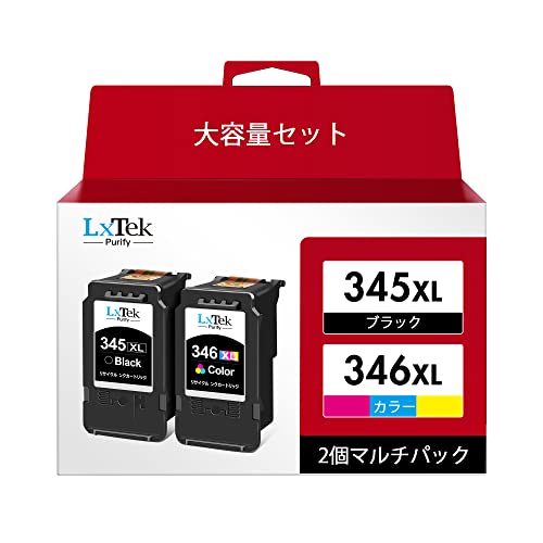 LxTek Purify BC-345XL BC-346XL 345 346 インク 大容量 2個セット キヤノン (Canon) 対応 BC-345 ブラック + BC-346 3色カラー 345XL 346XL プリンターインク 対応型番: PIXUS TS3130 TS3130S TS3330 TS203 TR4530 説明書付/残量表示/個包装