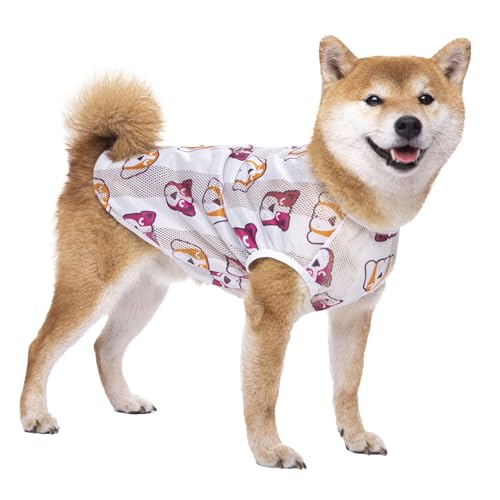 Paipeper 犬 服 中型犬 大型犬 犬の服 夏服 ドッグウェア Tシャツ クールウェア 接触冷感 クールベスト ひんやり メッシュ 防蚊 虫よけ 日焼き防ぐ 水着素材 抜け毛対策 お散歩((Tシャツ)犬柄6L)