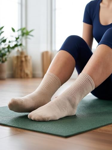 Image of COTTON DAY Women's Soft Combed Cotton Socks Seamless Toe Black White Navy