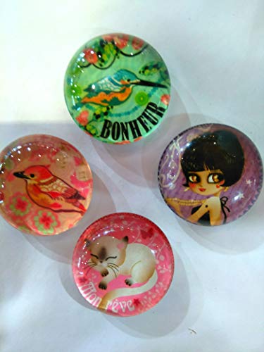 Decodelire - Juego de 4 imanes de cristal (feliz)