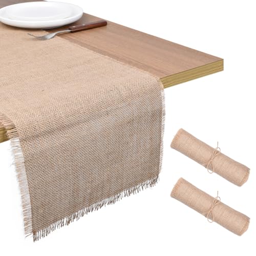 Dlpafzy Burlap Table Runner 2pcs Natural Farmhouse...
