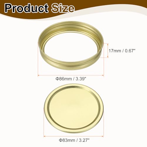 Tapas de tarro Mason boca ancha de 86 mm con anillos para conservas sourcing map 16 piezas 3