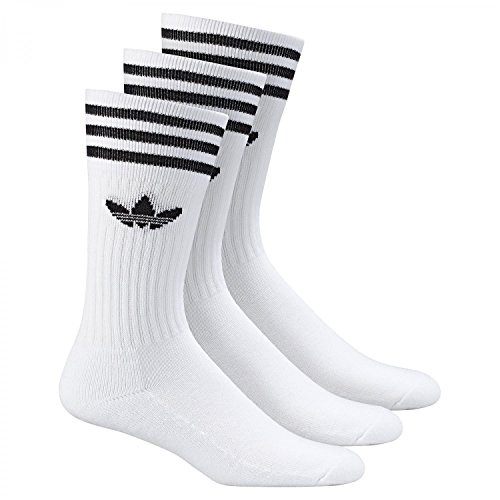adidas Unisex Solid Crew Socken, 3er Pack, Weiß (White/Black), 35-38