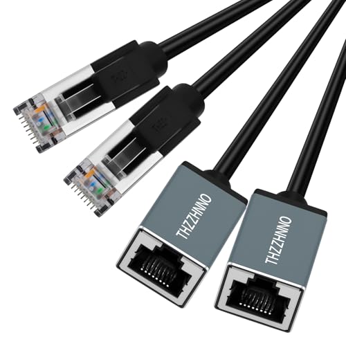 Thzzhnno Ethernet Verl&auml;ngerungskabel 1M 2 St&uuml;ck, 1000 Mbit/s RJ45 Stecker auf Buchse Kable, LAN Adapter Kabel f&uuml;r MC, PC, Router und Modems, Switch