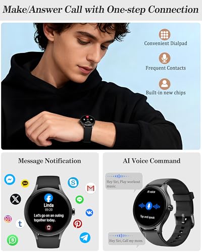 Image of Smart Watch for Women, Ladies & Men, 1.27'' Fitness Watch [41mm case] with Call Receive /Dial, Heart Rate /Stress /Sleep Monitor, AI Voice, IP68 Waterproof Smartwatch with Calculator, Calendar, Games
