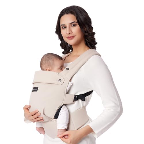 Momcozy Baby Carrier - Ergonomic Cozy and Lightweight Carrier for 7-44lbs Effortless to Put On Ideal for Hands-Free Parenting Enhanced Lumbar Support Purehug for Infant to Toddler Khaki