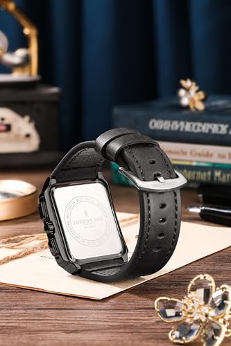 Image of London Fog Mayfair Collection Analog Watch for Men with Square Dial, Crystal Hour Accents, Date Display, Quartz Movement and Leather Strap - LFM10004