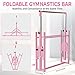 Pohadr Gymnastics Bar,3' to 5' 12 Levels Adjustable Horizontal Bar for Kids,Weight Limit 450 LBS Folding Gymnastic Horizontal Bars for Indoor and Home Training (Pink)