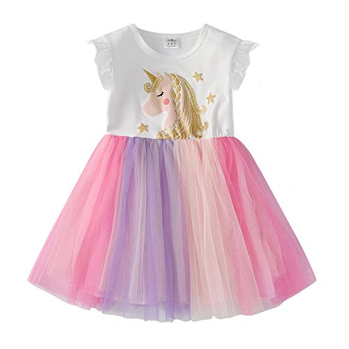 DXTON Toddler Girl Summer Short Sleeve Tutu Party Wedding Birthday Dresses
