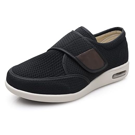 Oldms Men's Extra Wide Width Shoes with Adjustable Closure 2 Cushioned Insoles Relief to Swollen Ankles Edema Feet for Diabetic Bunion Arthritis Plantar Fasciitis (9, Black)