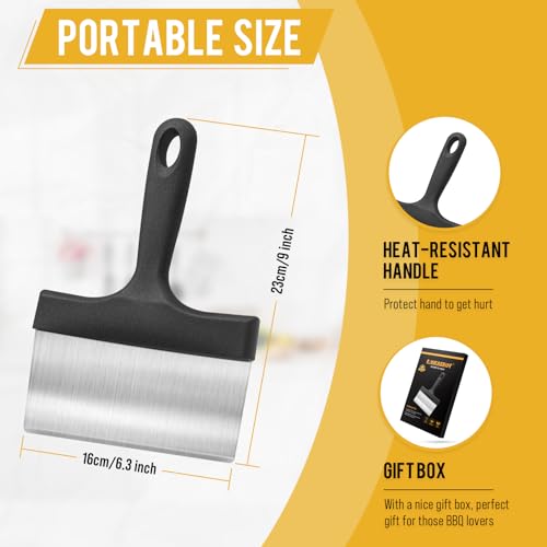 Heavy Duty Grill Scraper Stainless Steel Griddle Scraper with 5" Handle,Sturdy Food Scraper Tool Kitchen for Blackstone Grill Accessories,Outdoor Barbecue Turners Tools - Image 5
