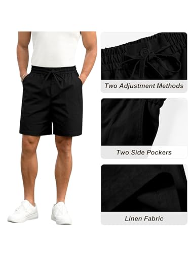 Image of Vogaan Men's Cotton Linen Shorts | Comfortable Breathable Casual Summer Shorts for Men