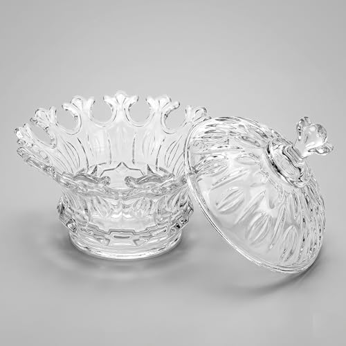 Image of Crystal Glass Candy Jar with Lid, Decorative Dry Fruit Storage Bowl for Chocolates, Mukhwas, Cookies & Snacks, Elegant Serving Container for Dining Table, Gift Item