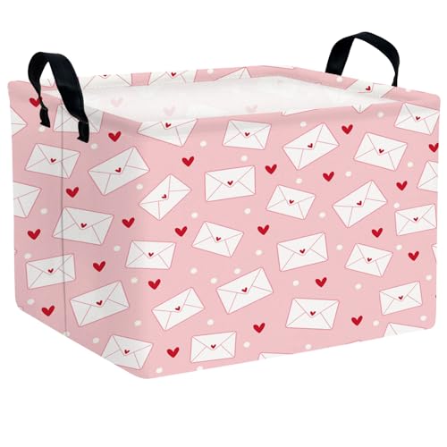 Image of Valentine's Day Basket Gift for Empty Cute Heart Large Storage Bin for Kid and Baby Room Decor (Pink Envelope Love)