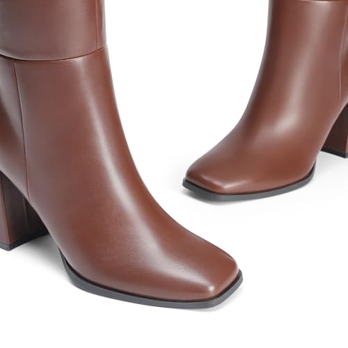 Image of DREAM PAIRS Women's Tall Over the Knee Boots Thigh High Fall Block Chunky Heeled Knee High Long Boots with Fashion Square Toe and Side Zipper