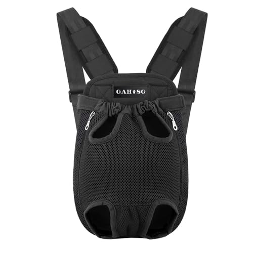 GAHOSG Dog Cat Carrier Backpack Adjustable Pet Carrier Backpack Travel Bag, Easy-Fit for Traveling Hiking Camping for Small Medium Dogs Cats Puppies,Black, Large