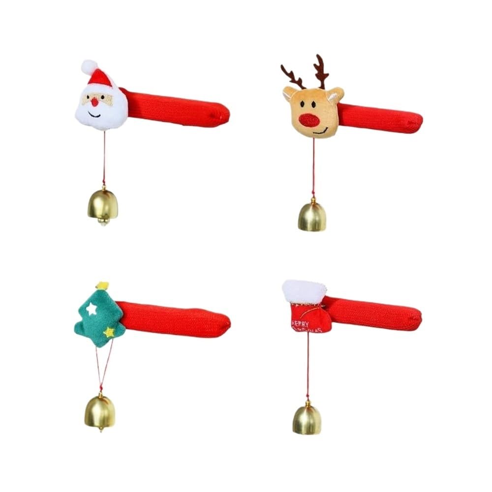 Tianshengqi E Pack Of 4 Door Handl Covers With Hanging Bells Festives Knob Sleev Decors For Hom Holiday Decoration(E)
