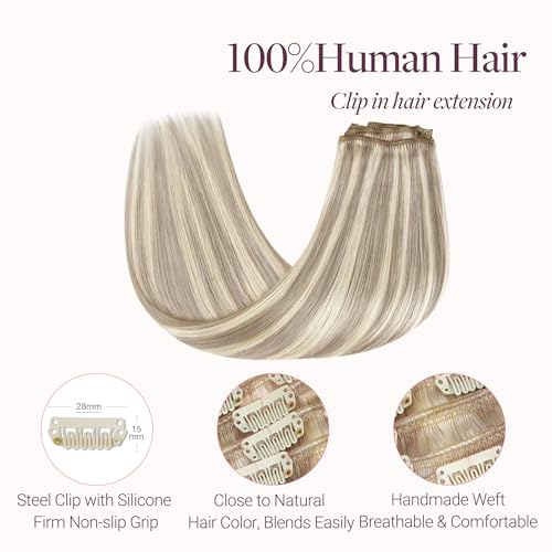 Image of GOO GOO Clip in Hair Extensions Real Human Hair Blonde Remy Extensions