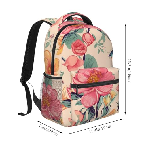 Casual Backpack for Women Men Flower Birds Lightweight Daypack Large Capacity Nurse Bag2